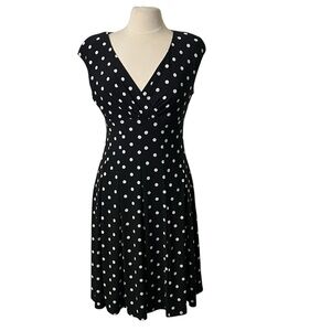 Lauren Ralph Lauren Black White Polka Dot Dress Size 12P